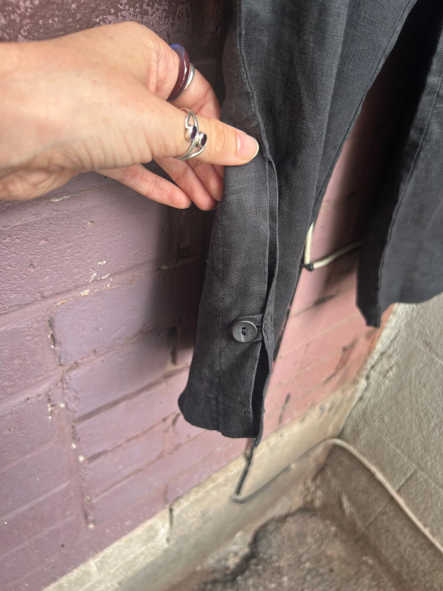 Y2K Vintage Black Linen Capris / 31 Waist