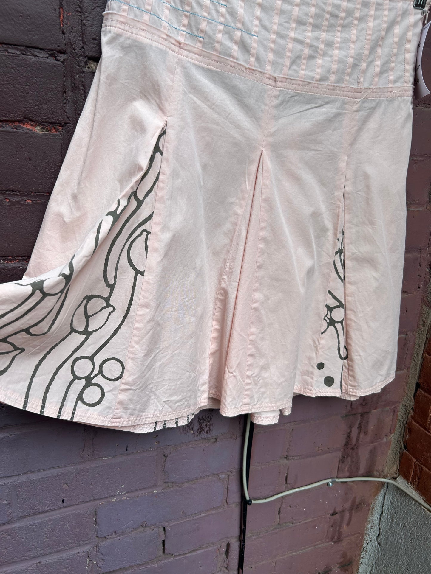 Y2K Vintage Pink Cotton Drop Waist Midi Skirt / 30 Waist