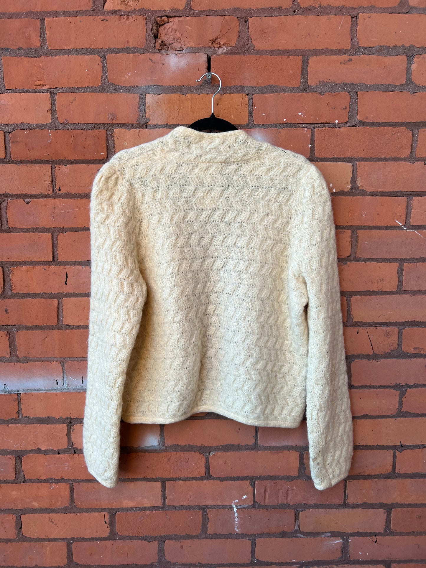 80’s Vintage Cream Wool Open Cardigan / Size M-L