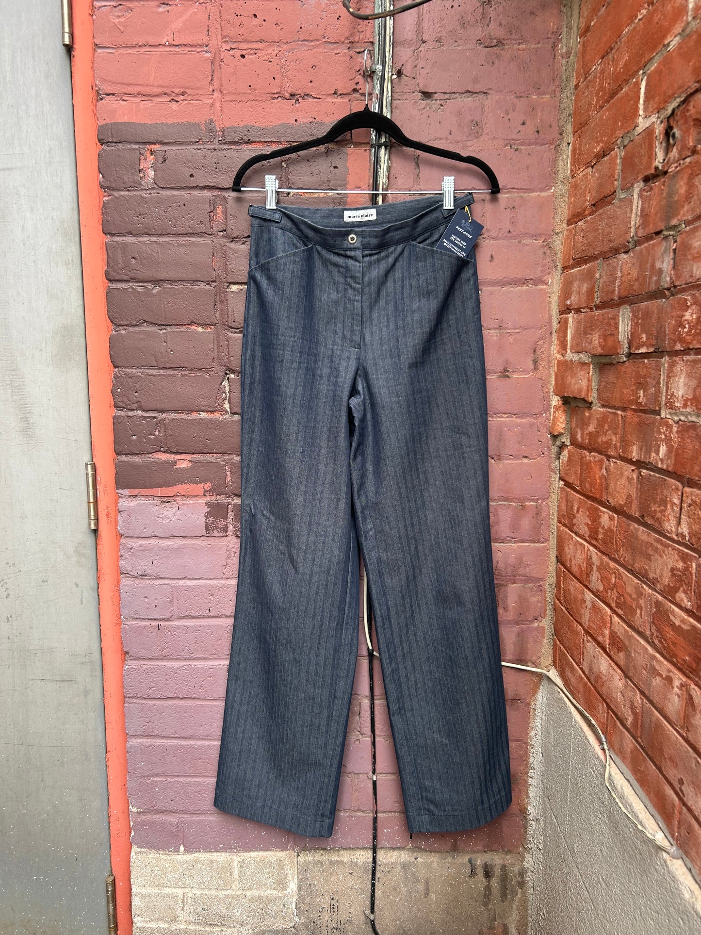 90's Vintage Striped Denim Pants / 26 - 28 Waist