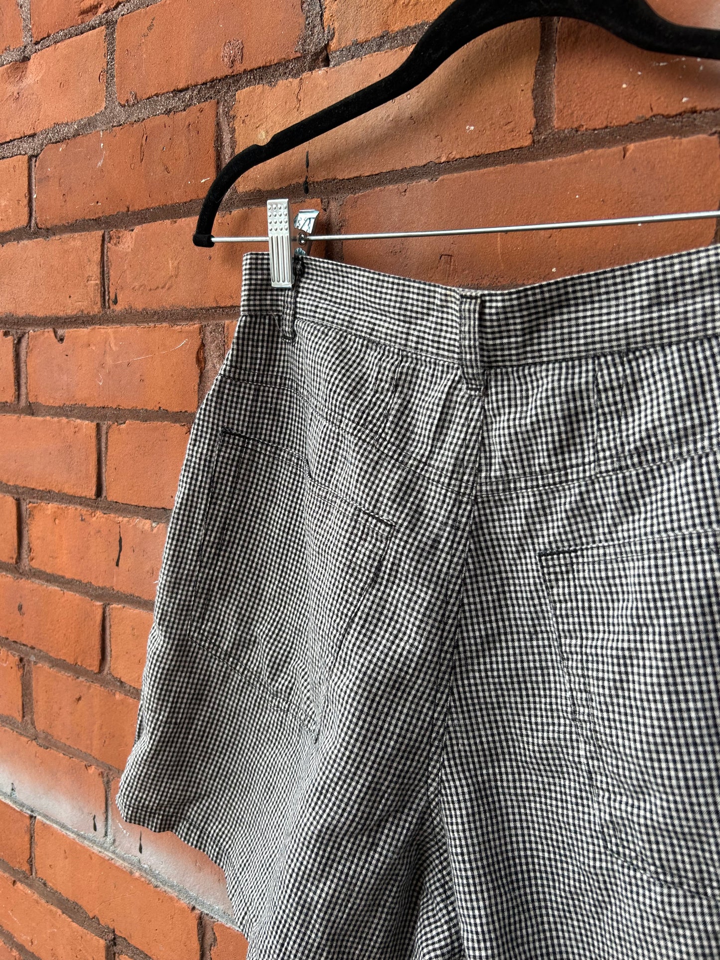 90's Vintage Esprit Black & White Gingham Cotton Shorts / 28 Waist