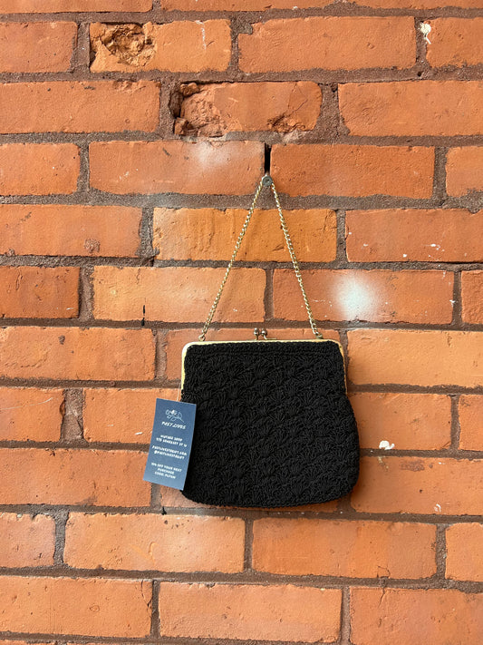 80’s Vintage Black Beaded Chain Purse