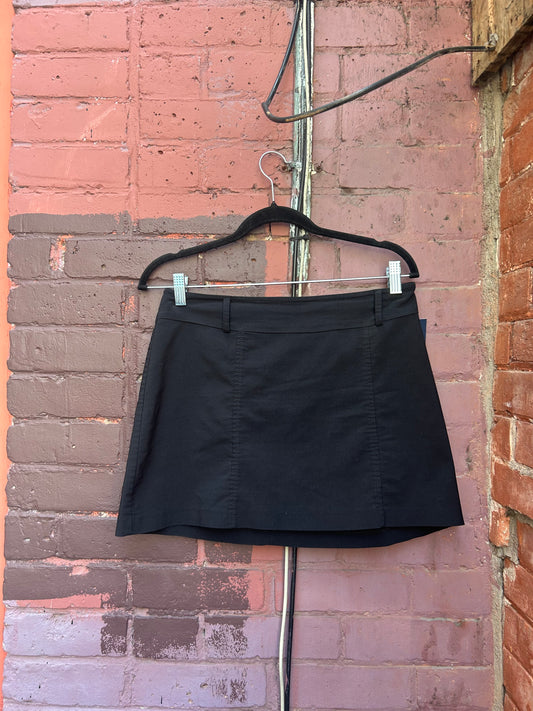 90's Vintage Black Panel Micro Mini Skirt / 30 Waist