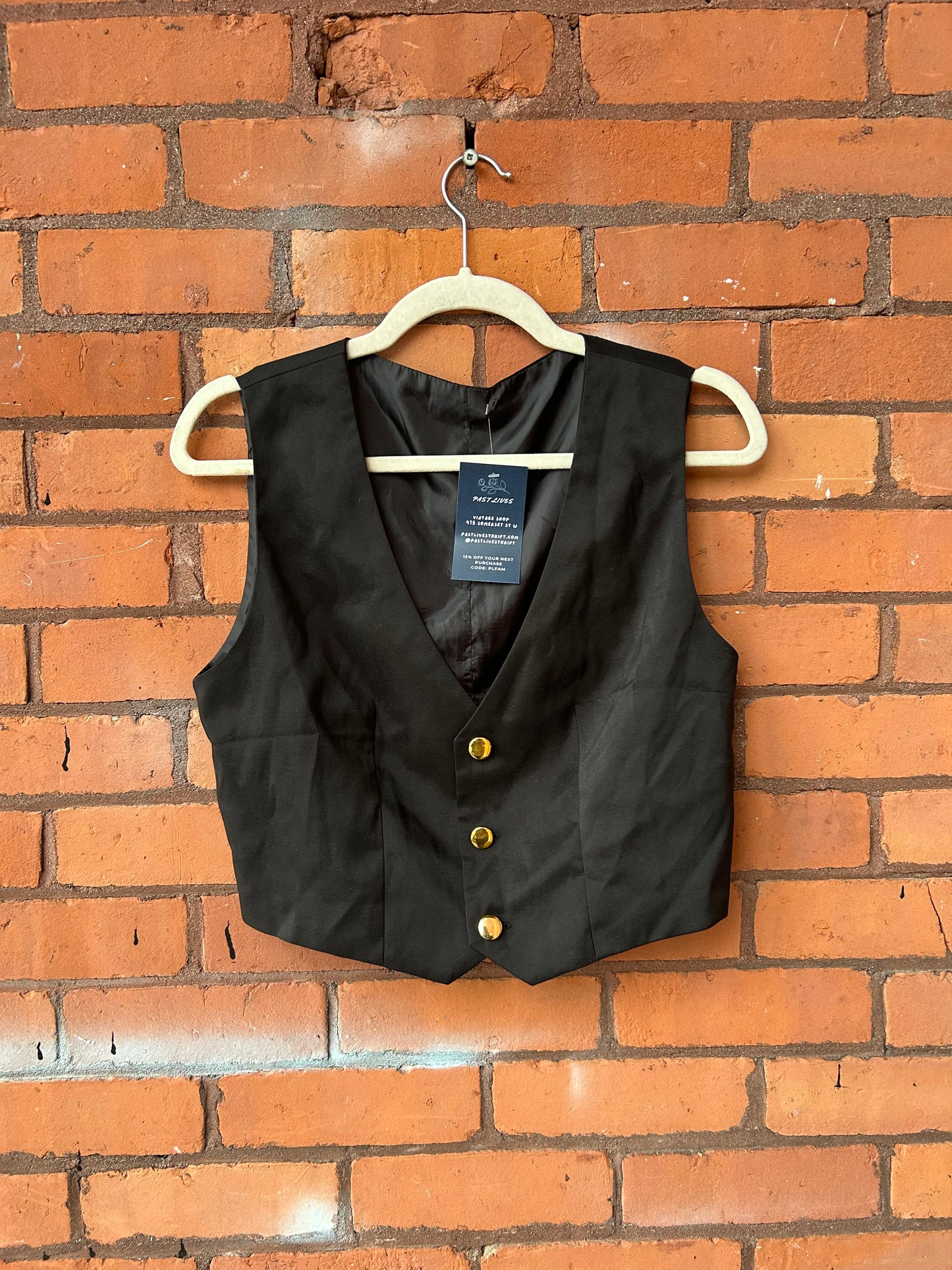 90’s Vintage Black Cropped Vest / Size S