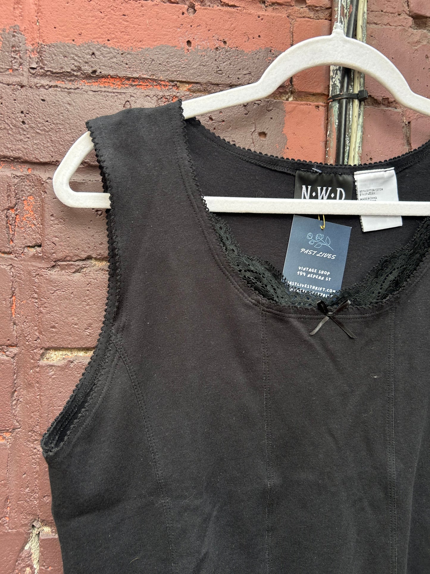 90’s Vintage Black Corset Style Tank / Size XL