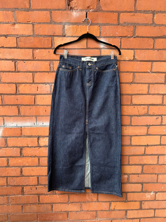 Y2K Vintage Dark Denim Maxi Skirt / 28 Waist