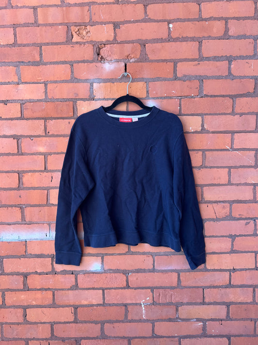 Y2K Vintage Navy Waffle Knit Boxy Cotton Longsleeve / Size M