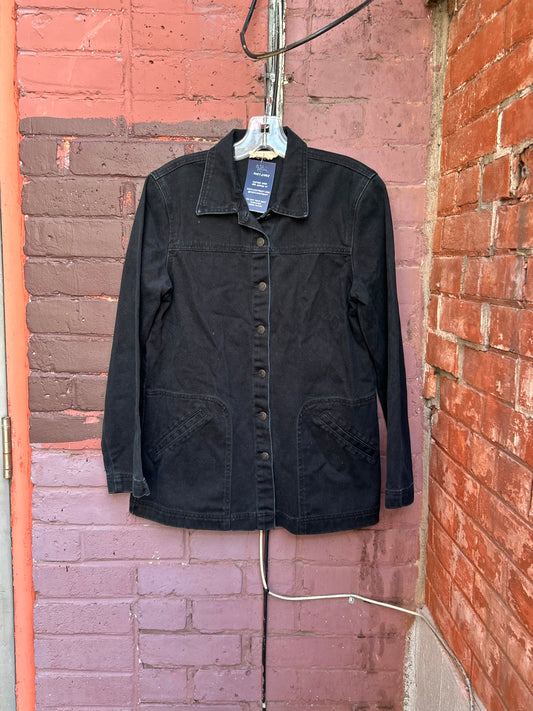 90’s Vintage Black Denim Chore Coat / Size S
