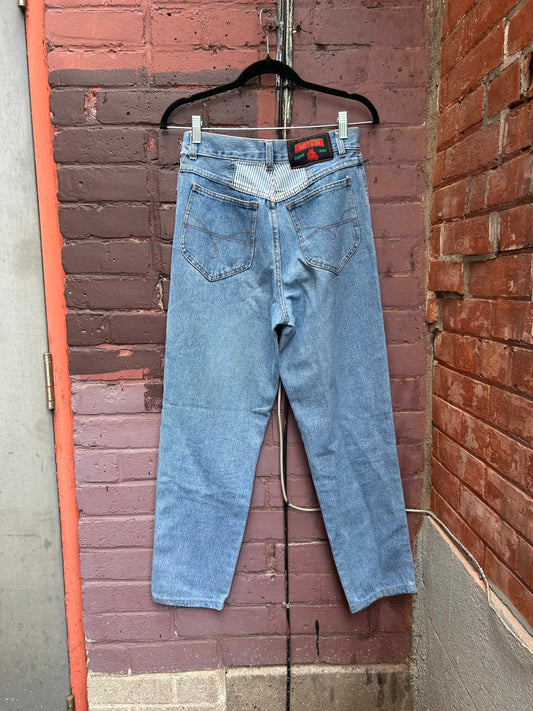 90’s Vintage Light Wash Striped Jeans / 30 Waist