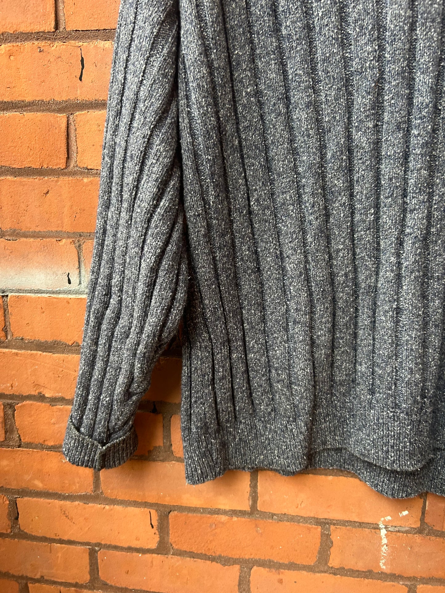 90’s Vintage Blue Ribbed Henley Sweater / Size XXL