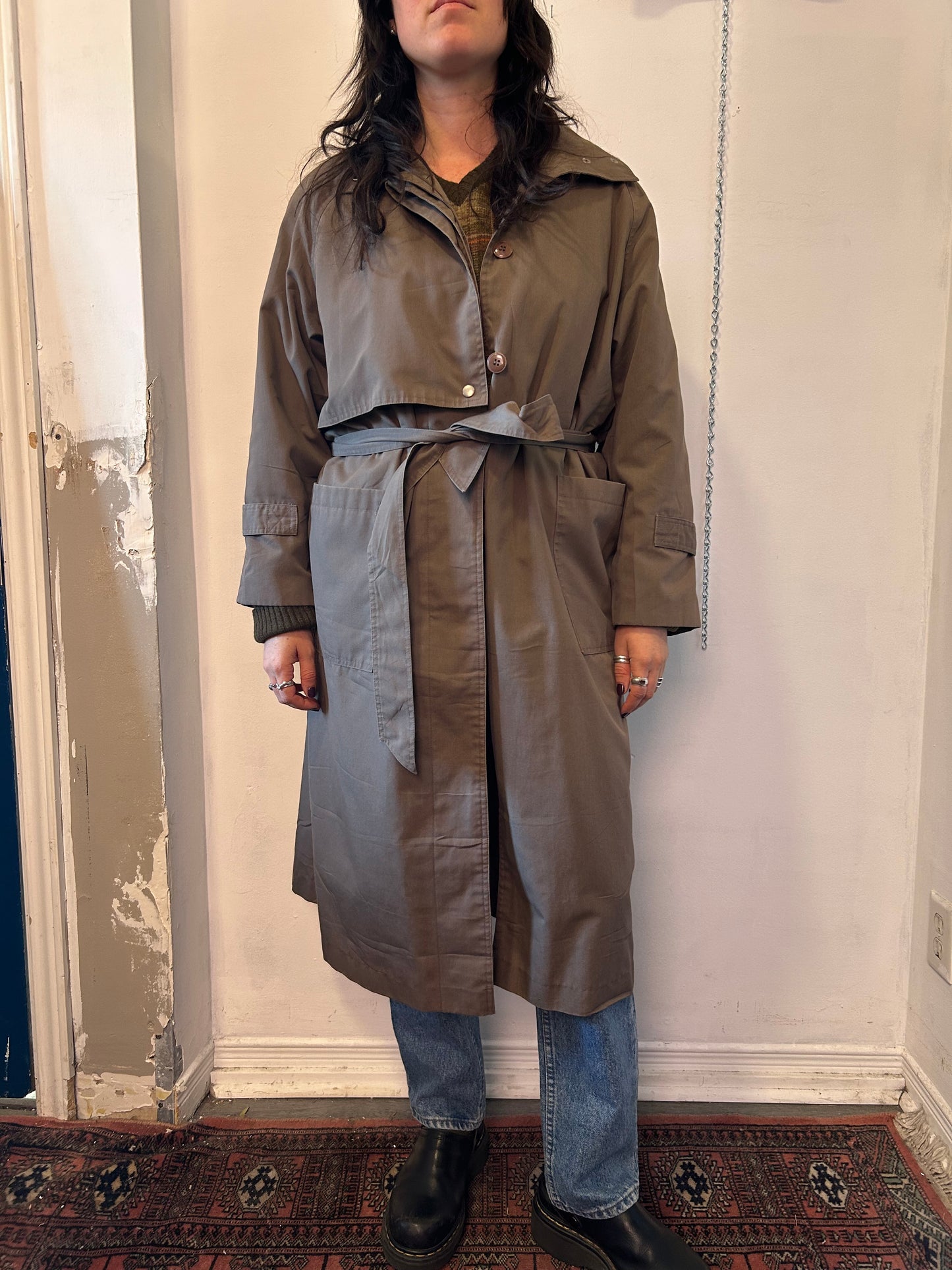 70’s Vintage Khaki Trench Coat / Size S-M