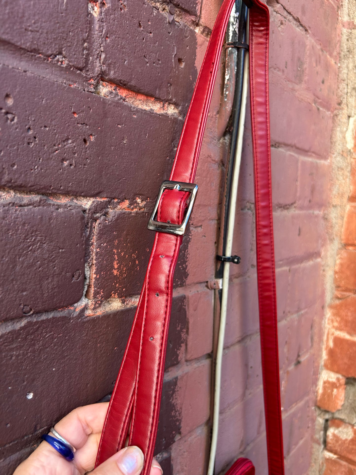 90's Vintage Red Leather Crossbody Purse