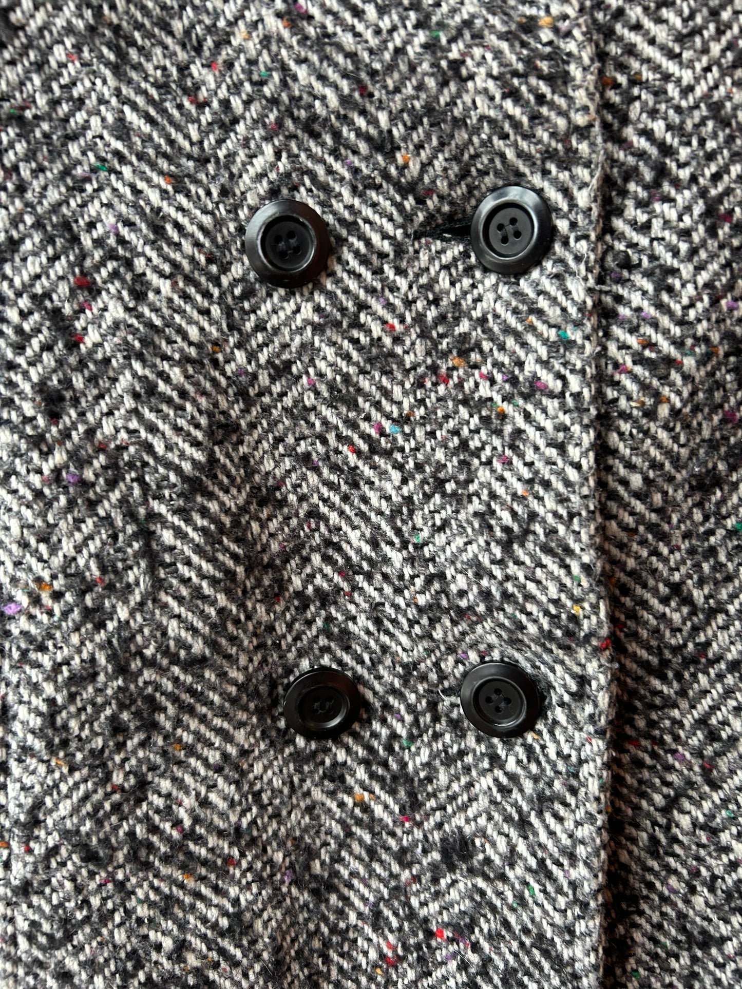 80’s Vintage Tweed Double Breasted Slouchy Midi Coat / Size L