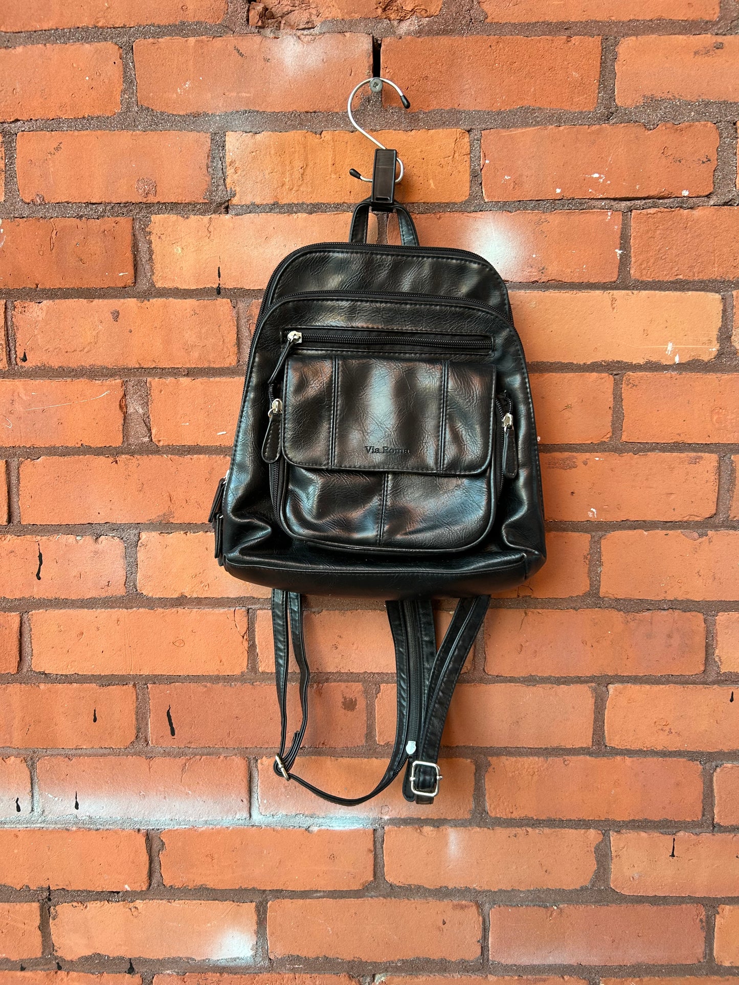 Y2K Vintage Black Leather Mini Back Pack