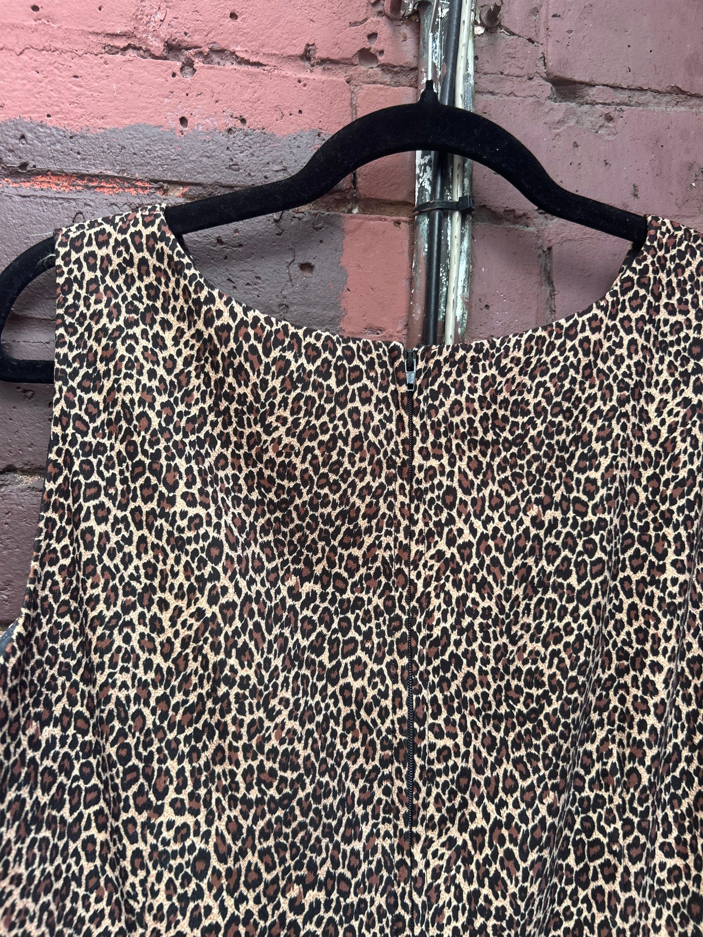 90's Vintage Leopard Print Mini Dress / Size 14
