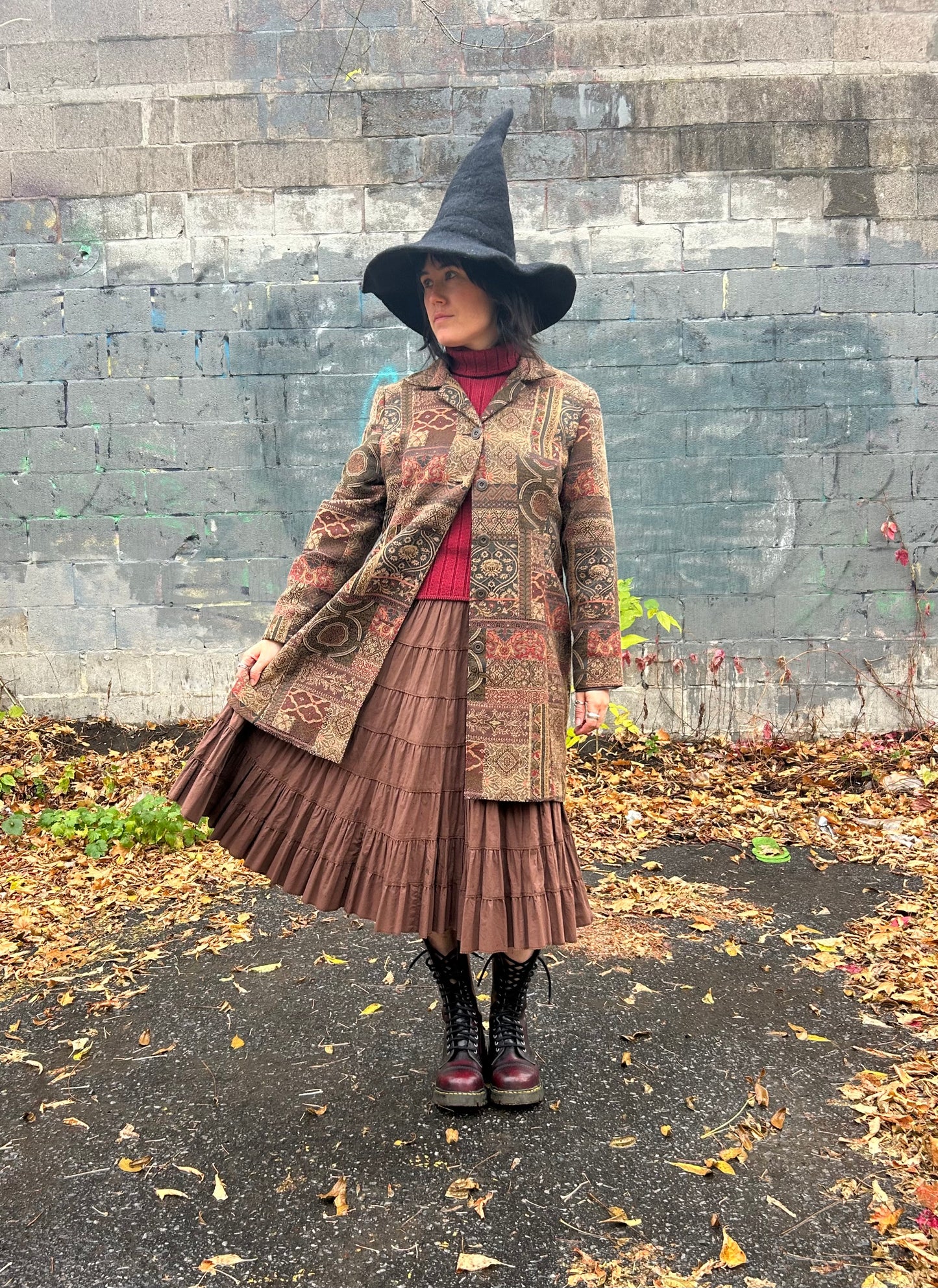 Y2K Vintage Brown Cotton Tiered Skirt / 30 Waist