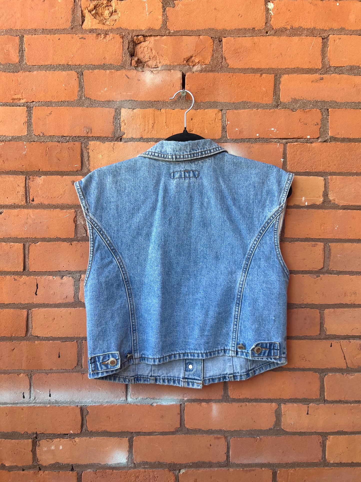 90’s Vintage Light Wash Cropped Denim Vest / Size L