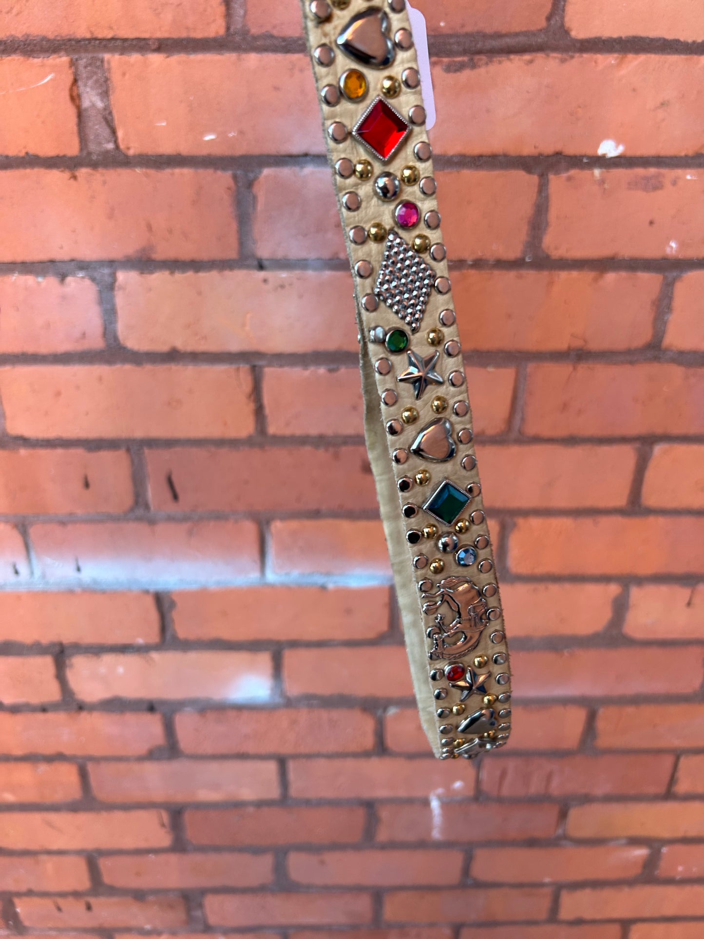 80’s Vintage Trinket Studded Leather Belt / 28 - 36 Waist