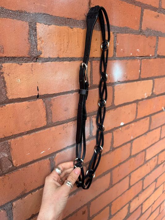 90’s Vintage Braided Black Leather Ring Belt / 34 - 38 Waist