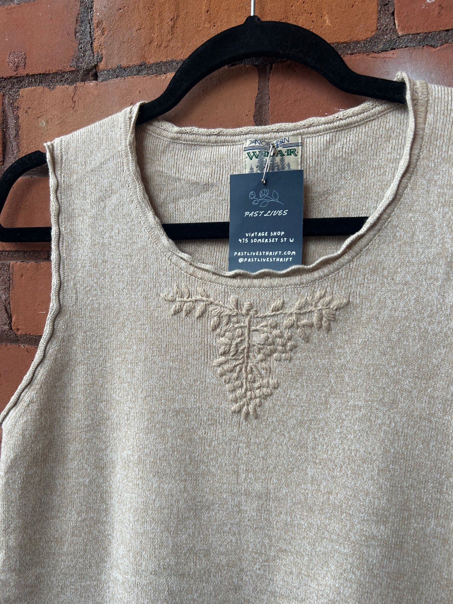 90’s Vintage Beige Knit Tank Top / Size M