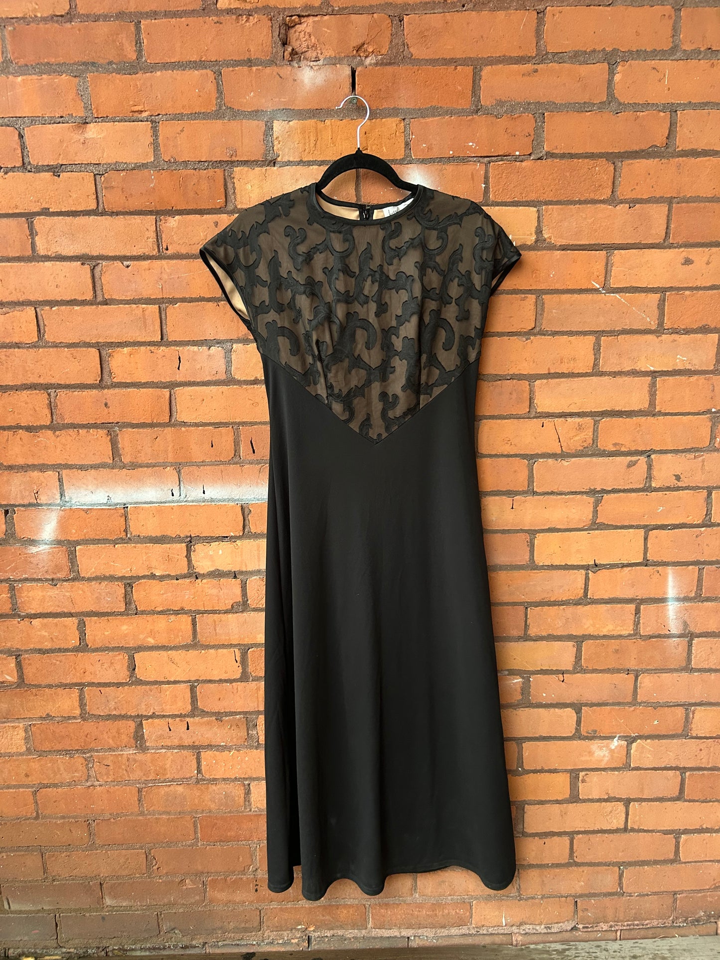 90’s Vintage Vampy Jacquard Maxi Dress / Size 6