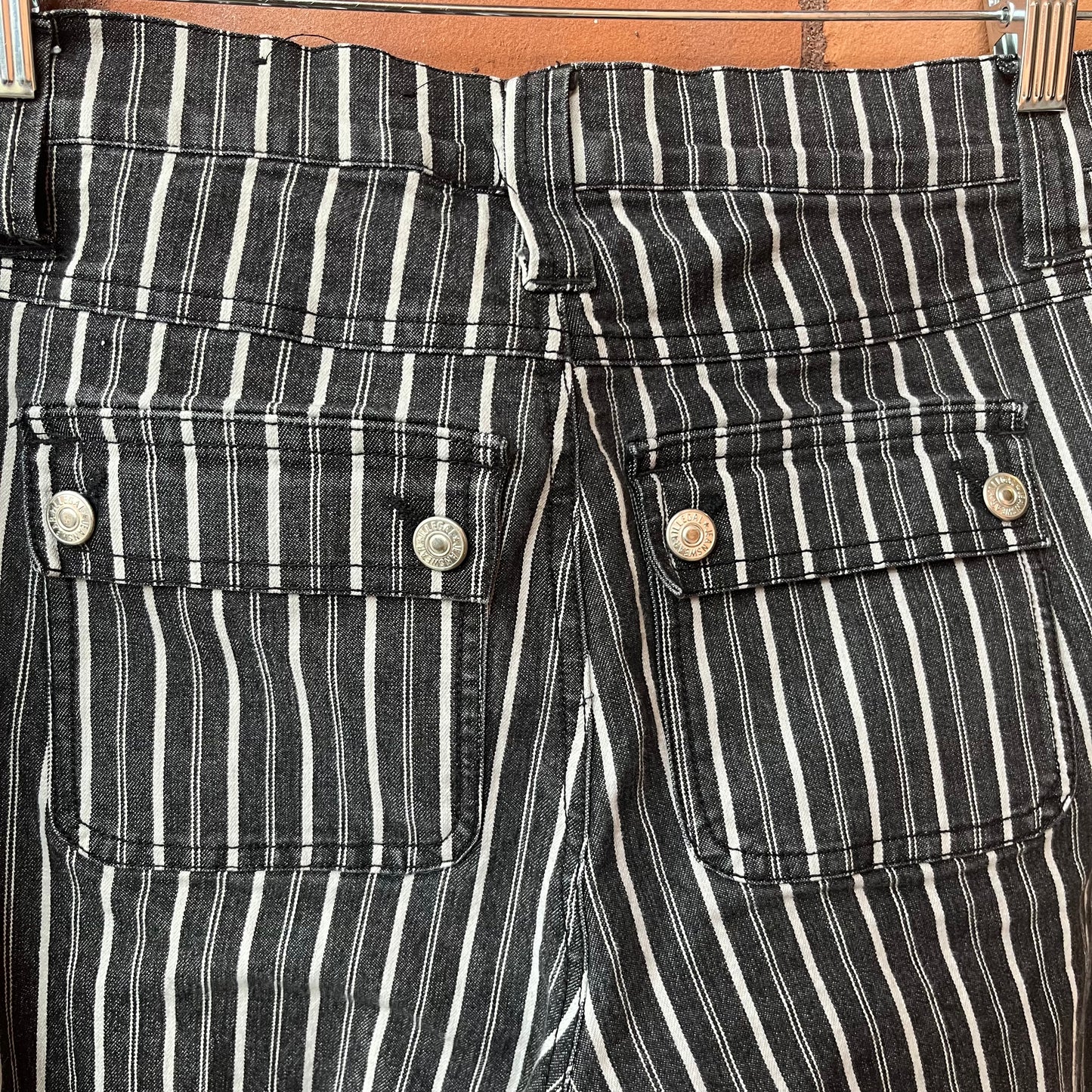 Y2K Vintage Black & White Pinstripe Flare Jeans / 28 Waist