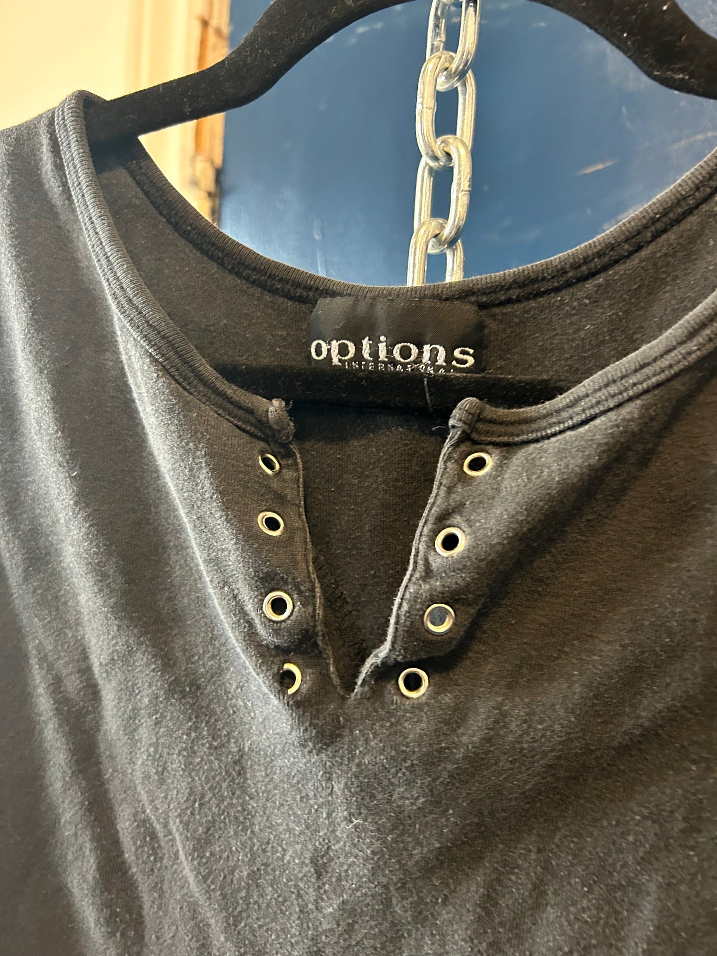 90’s Vintage Faded Black Grommet Tank / Size S