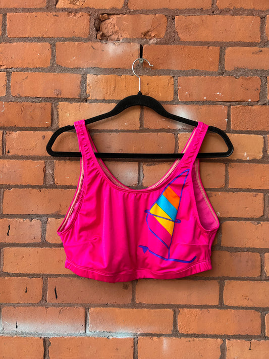 90’s Vintage Pink Sail Boat Swim Top / Size L