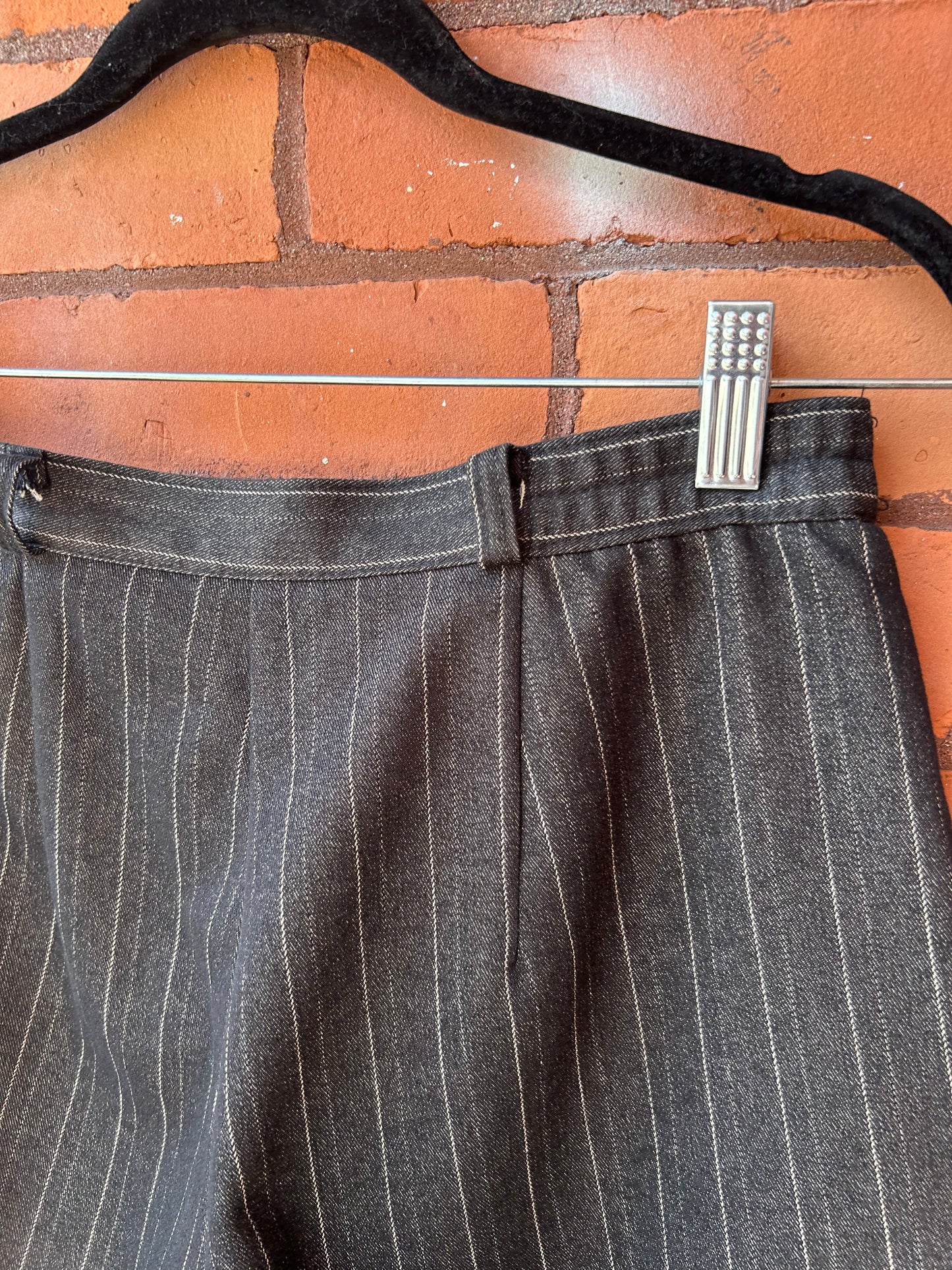 90’s Vintage Charcoal Pinstripe Trousers / 28 Waist