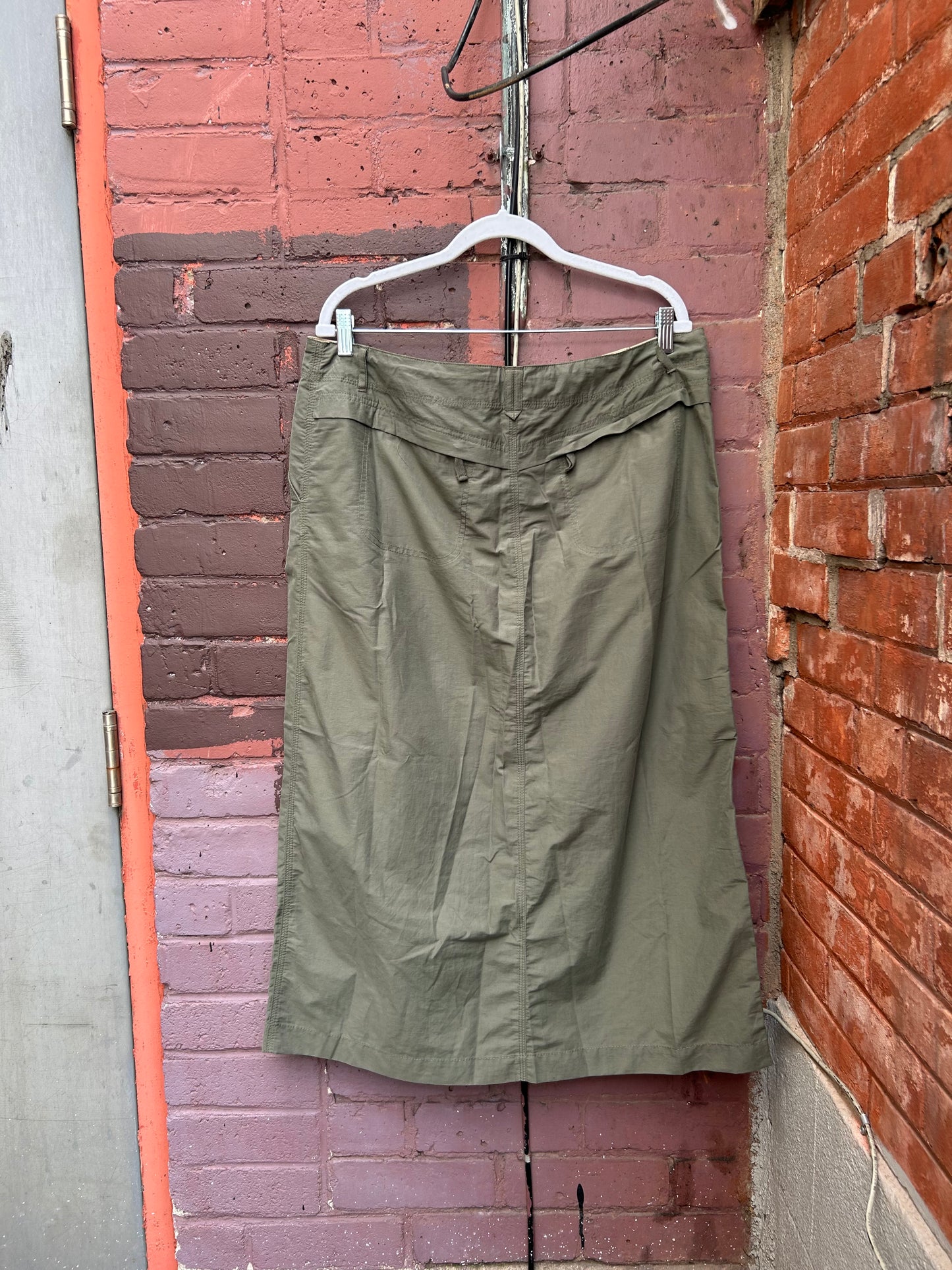 Y2K Vintage Green Cargo Maxi Skirt / 38 Waist