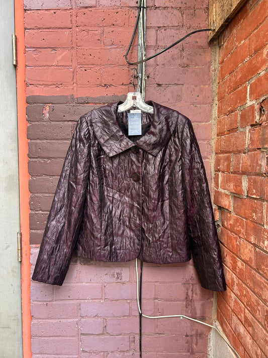 90's Vintage Purple Textured Two Button Jacket / Size M