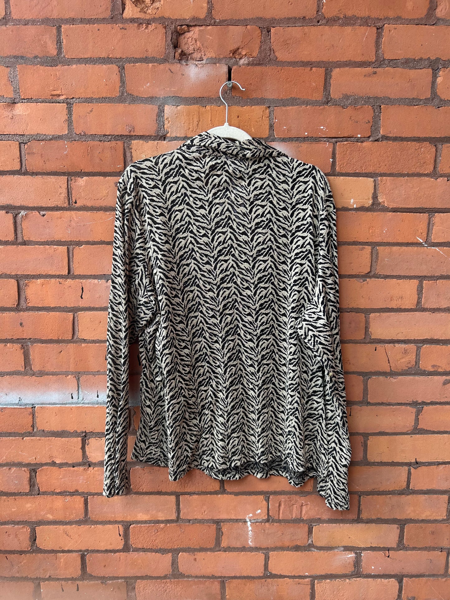 90’s Vintage Zebra Lace Up Longsleeve Top / Size 2X