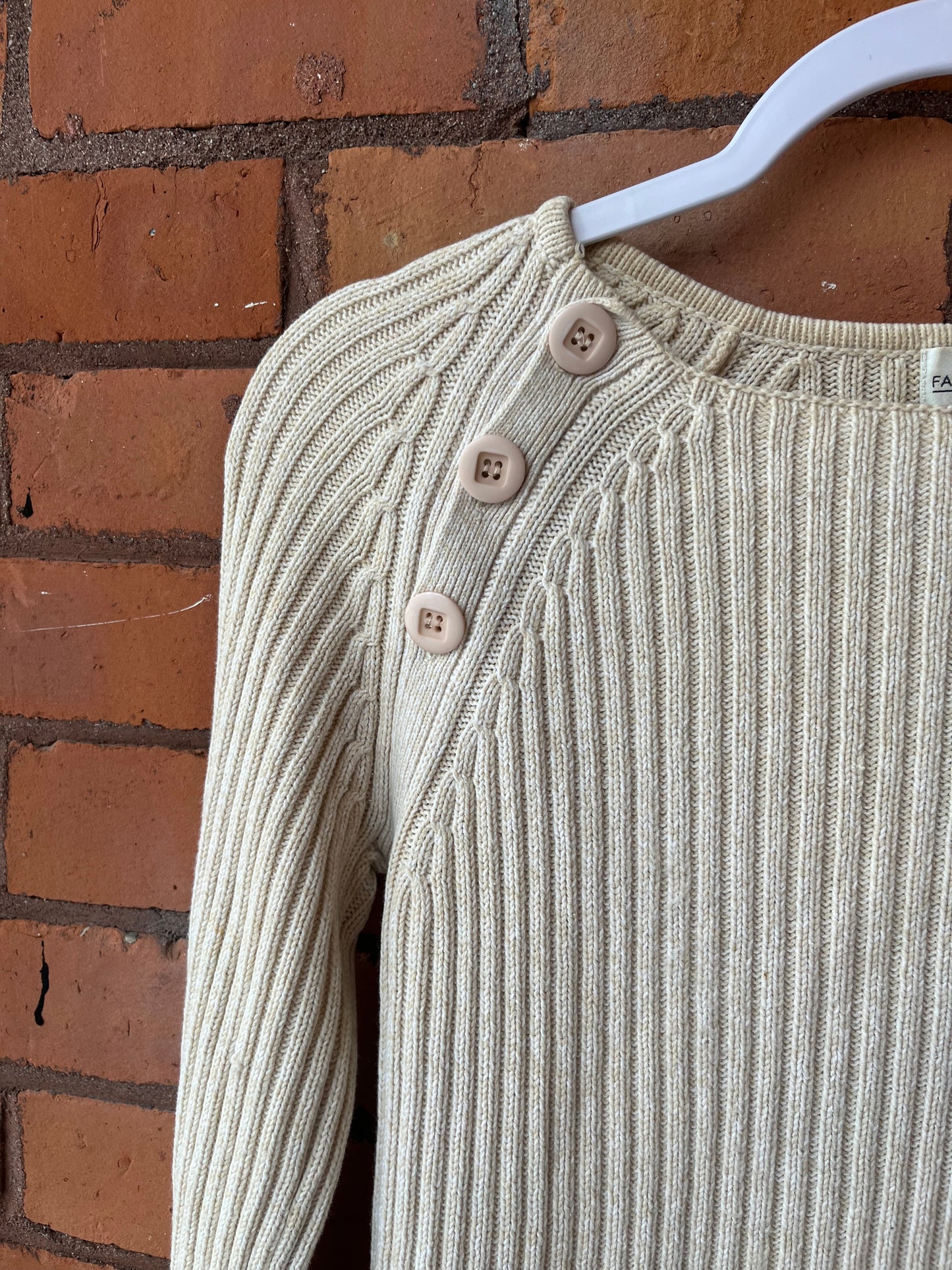 Y2K Vintage Cream Wide Neck Fitted Knit Sweater / Size M
