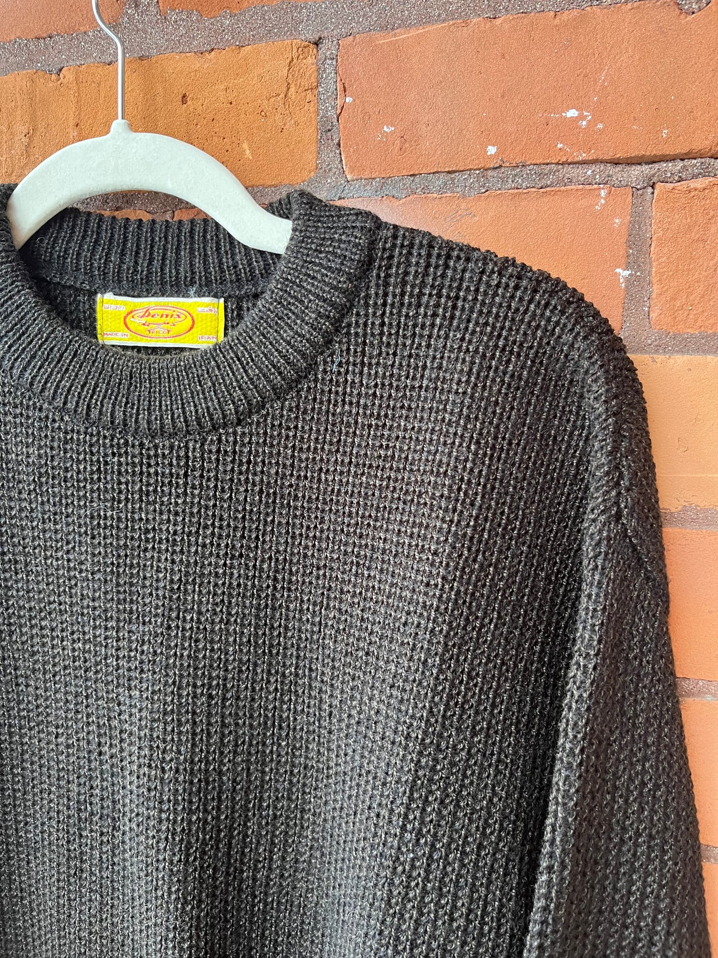 90’s Vintage Black Chunky Knit Sweater / Size XL