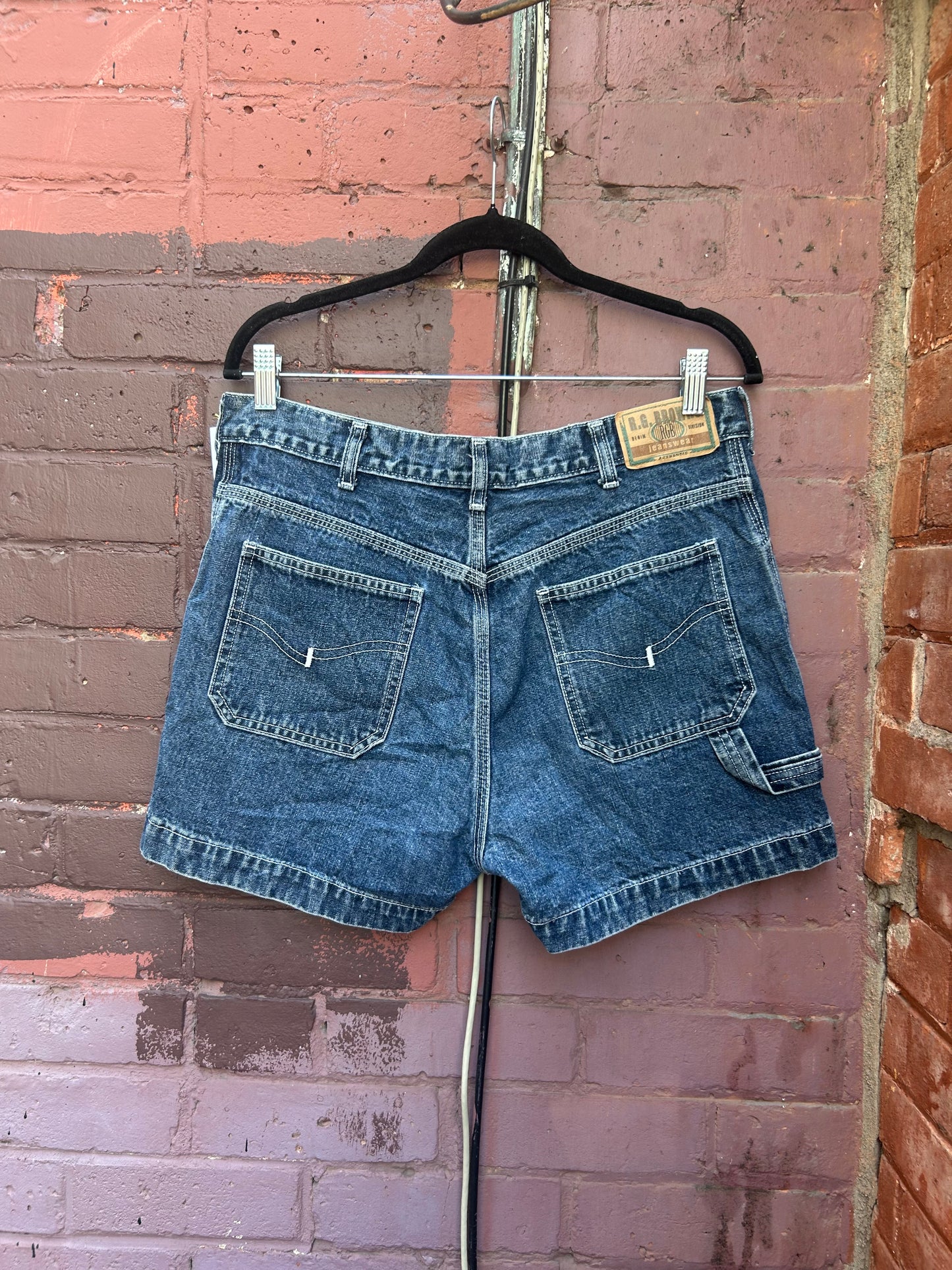 90's Vintage Blue Denim Carpenter Shorts / 32 Waist