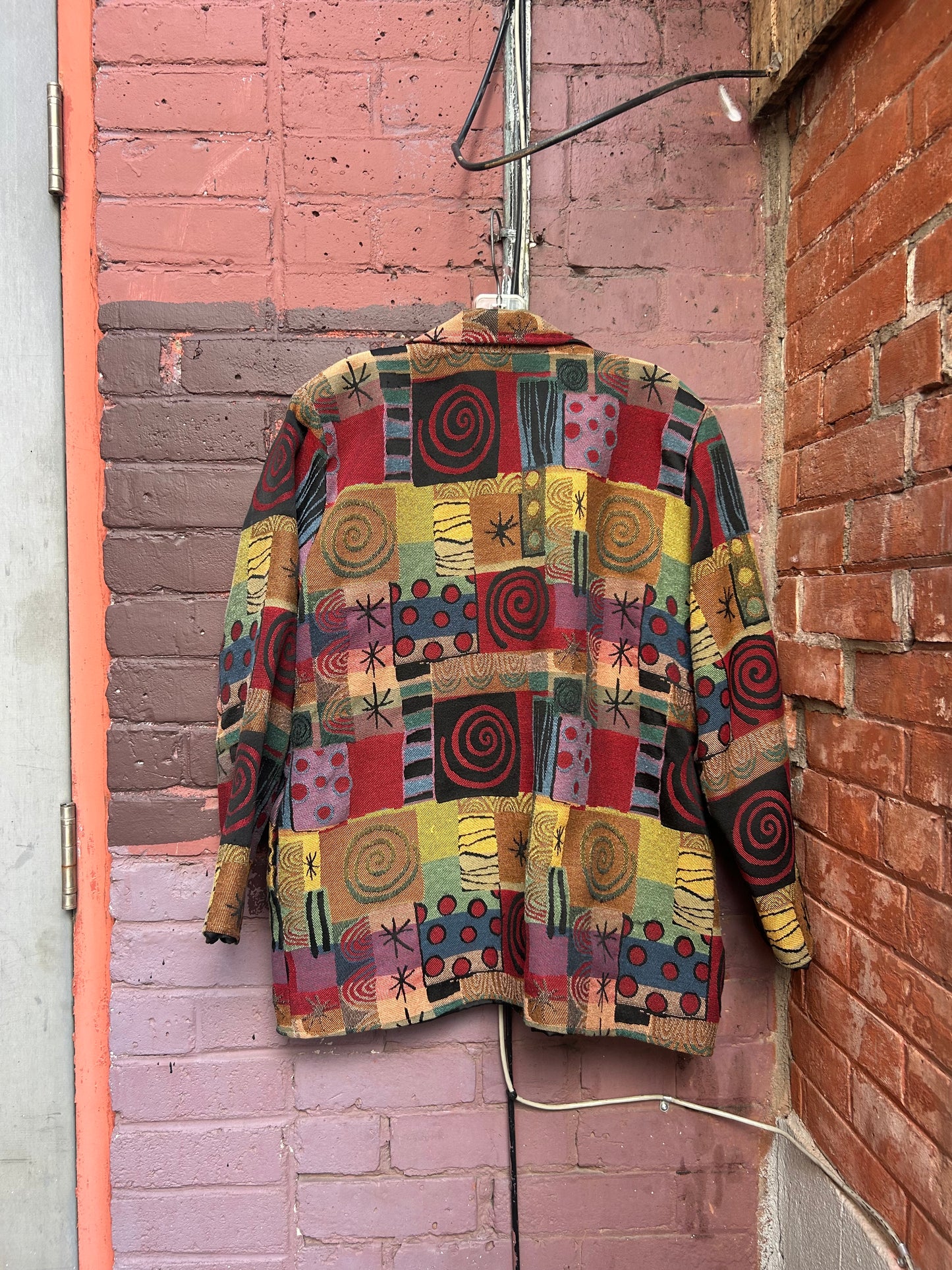 90's Vintage Western Spiral & Star Tapestry Blazer / Size XL