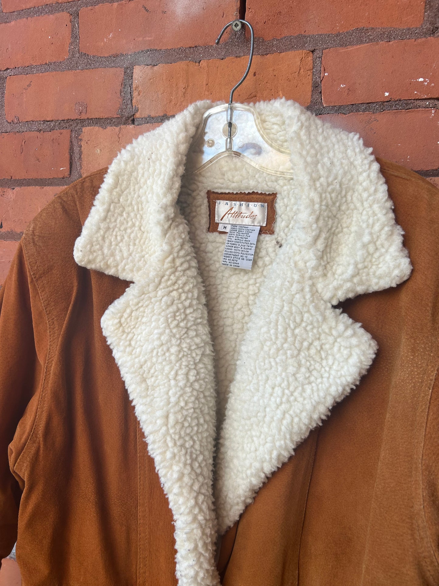 90’s Vintage Camel Brown Suede Sherpa Jacket / Size M