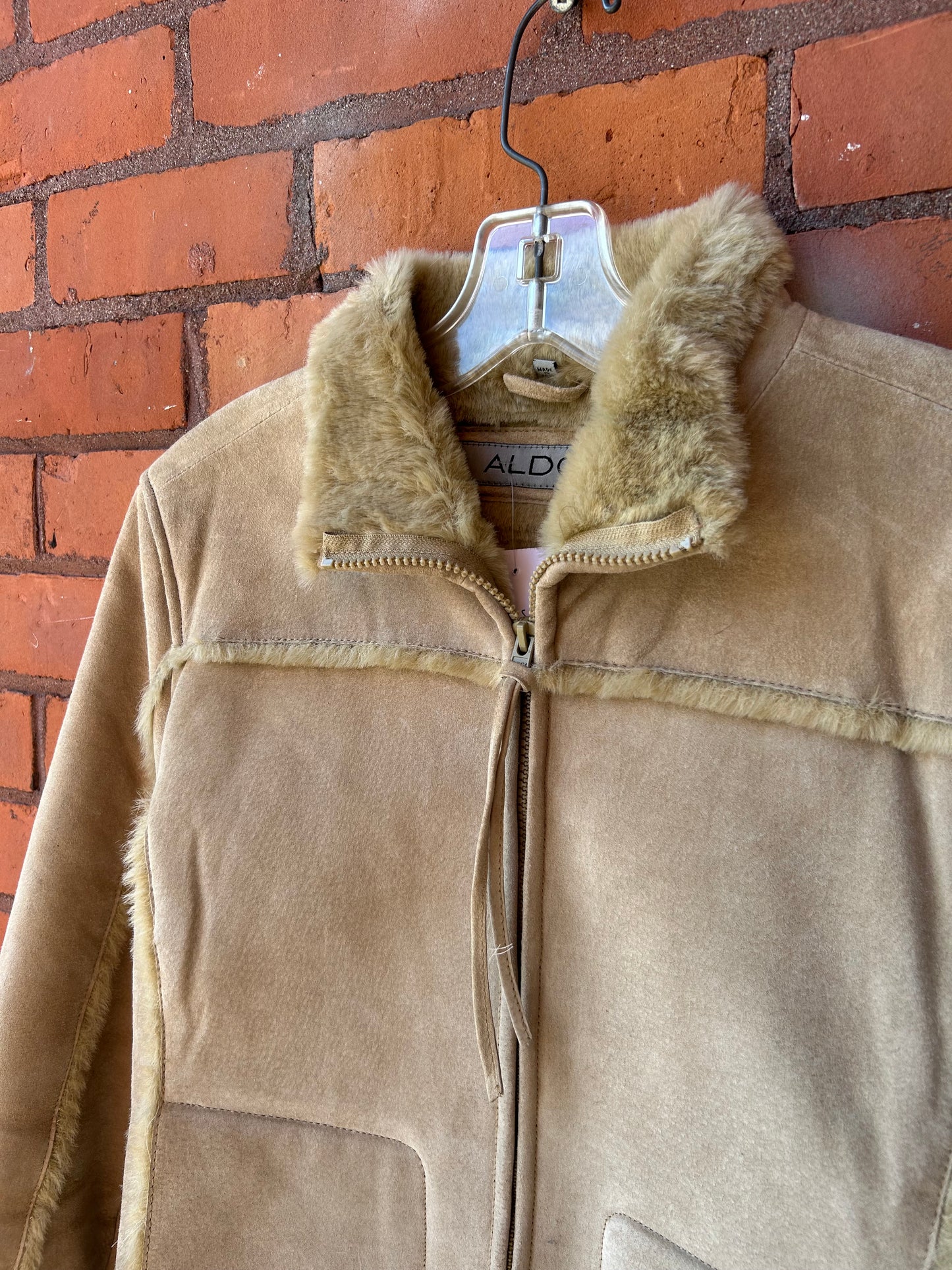 90’s Vintage Beige Suede Zip Up Jacket / Size S