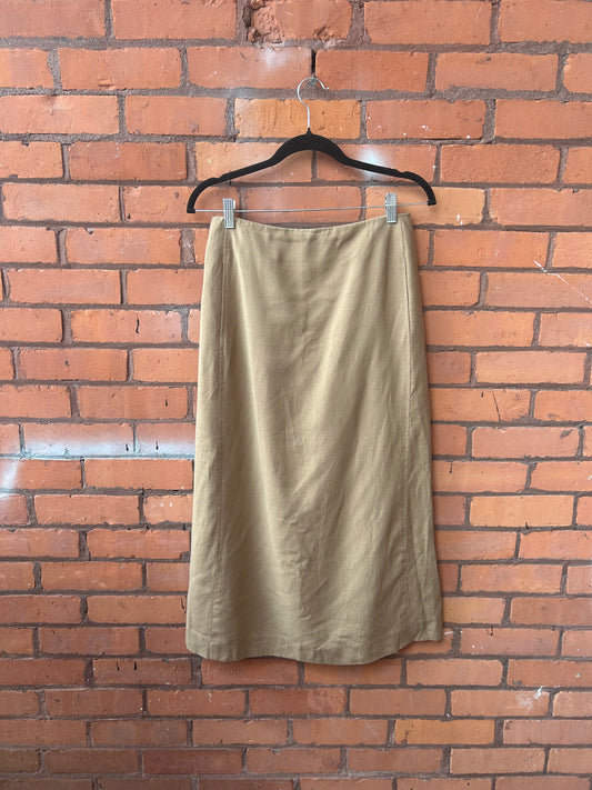 90’s Vintage Beige Linen Blend Maxi Skirt / 28 Waist