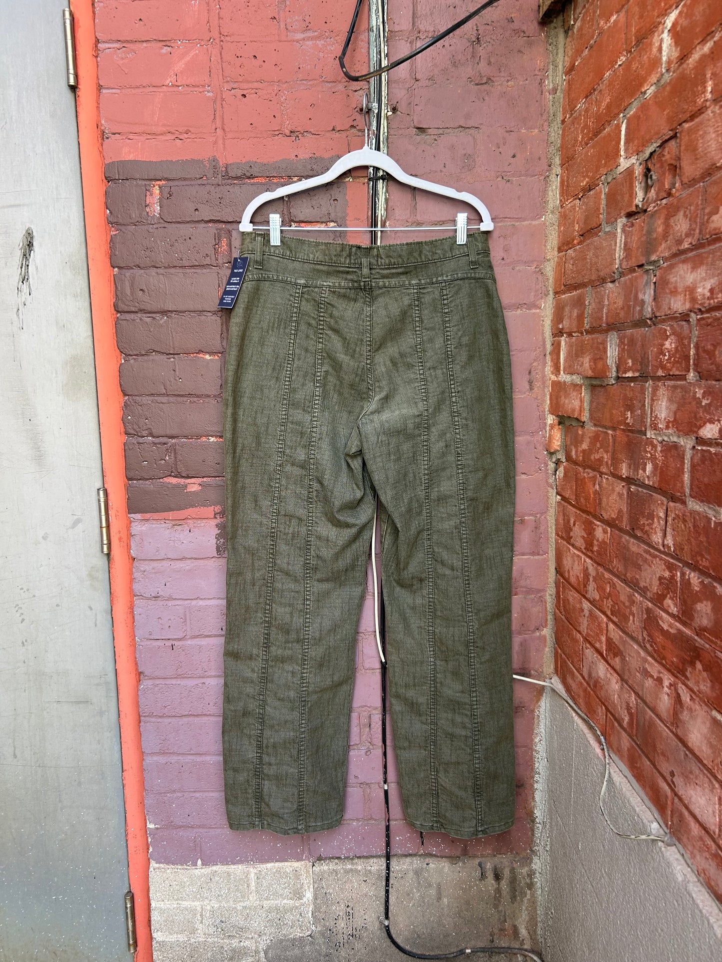 Y2K Vintage Green Denim Wide Leg Pants / 36 Waist