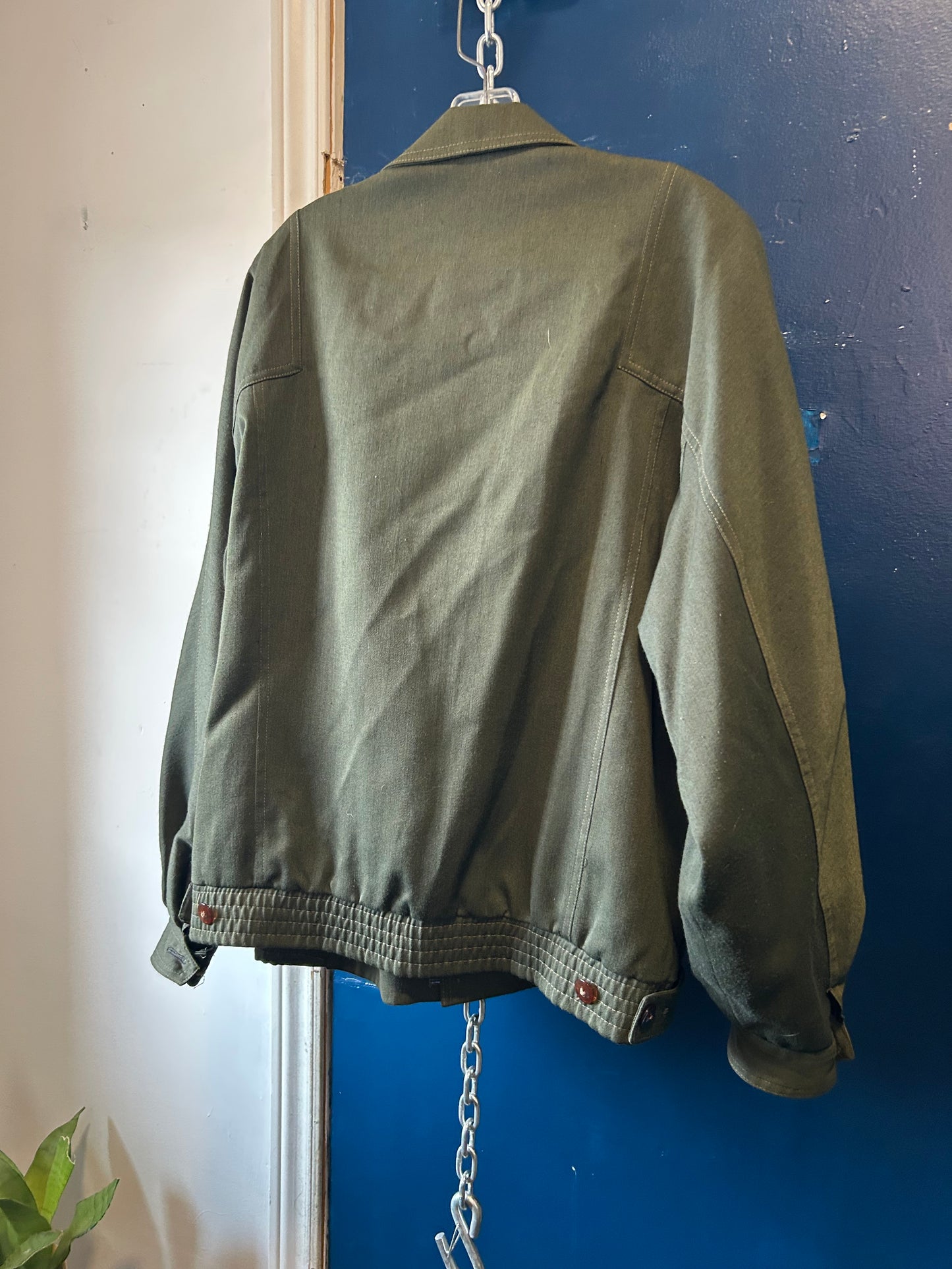 80’s Vintage Green Structured Bomber Jacket/ Size M-L