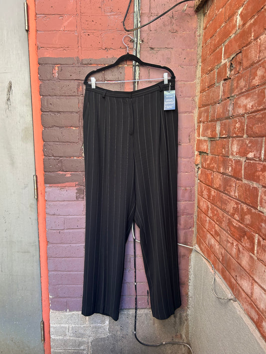 90’s Vintage Black Pinstripe Slouchy Trousers / 34 Waist