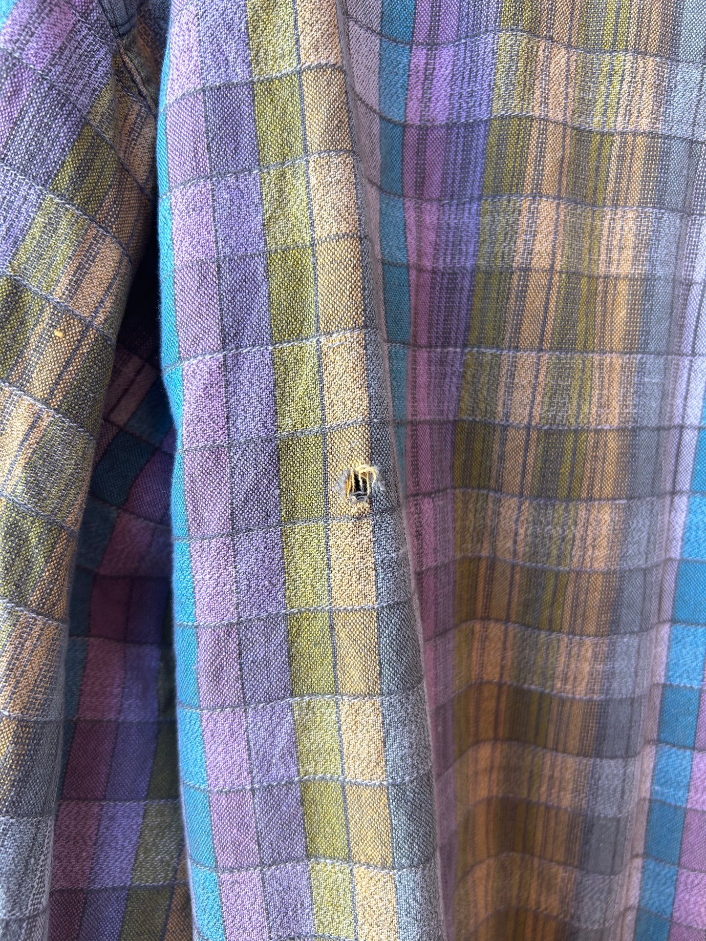 90’s Vintage Pastel Plaid Cotton Button Down Shirt / Size XL