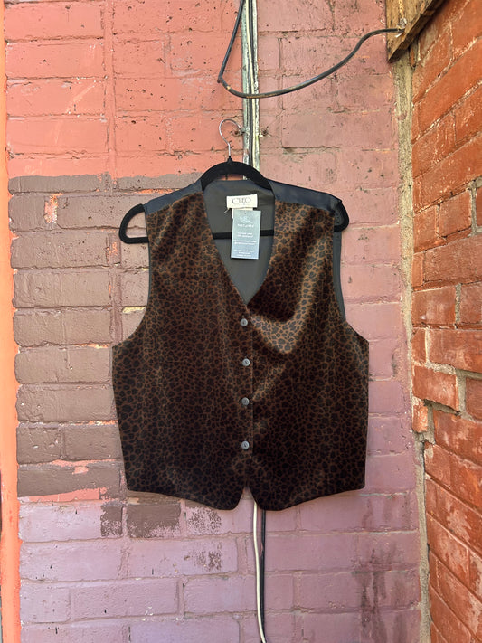 90’s Vintage Leopard Print Vest / Size L
