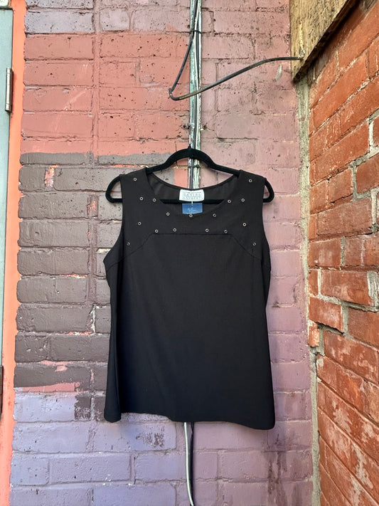 90’s Vintage Black Grommet Tank Top / Size L