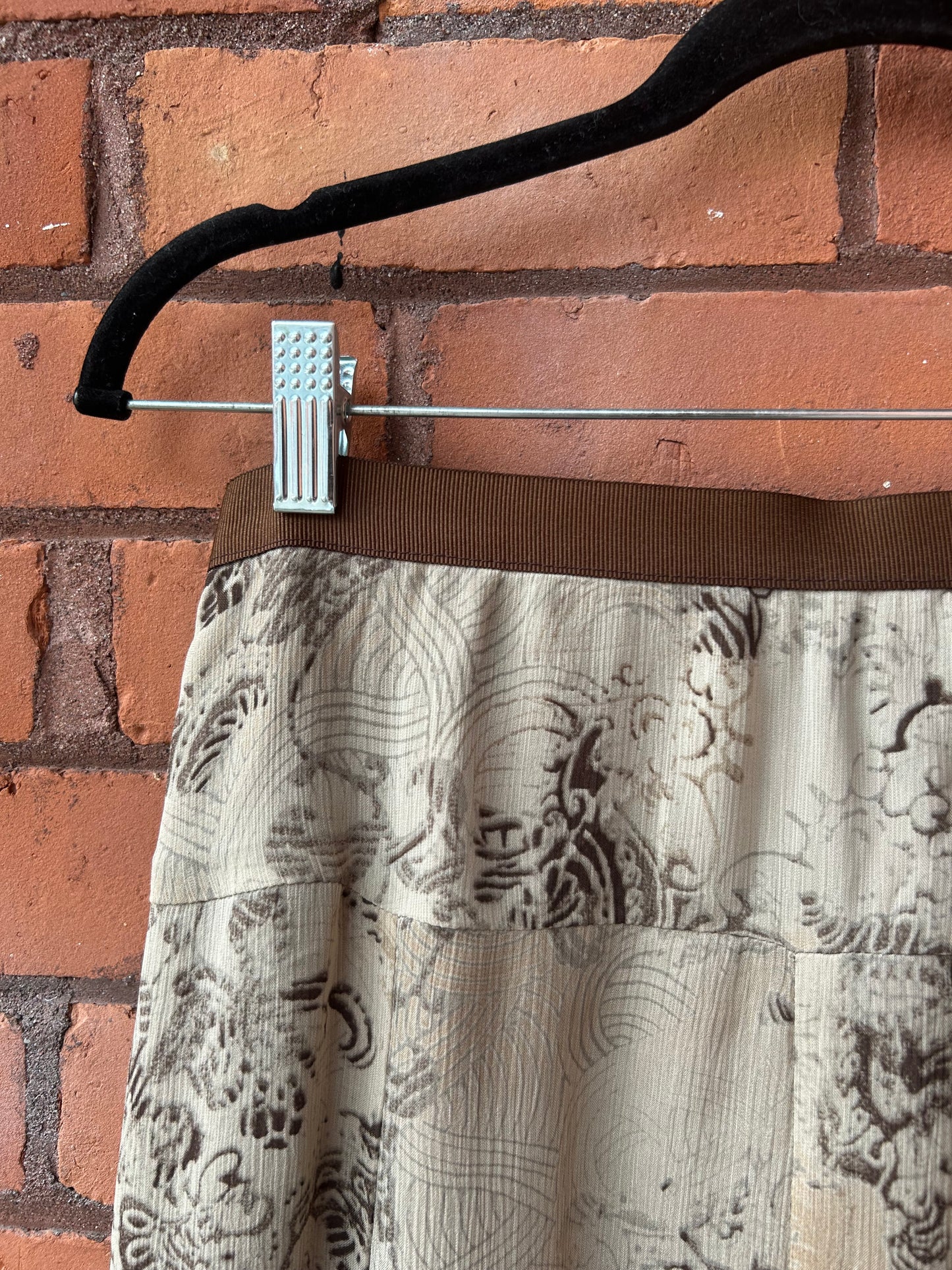 Y2K Floral Brown Fairy Midi Skirt / 28 Waist