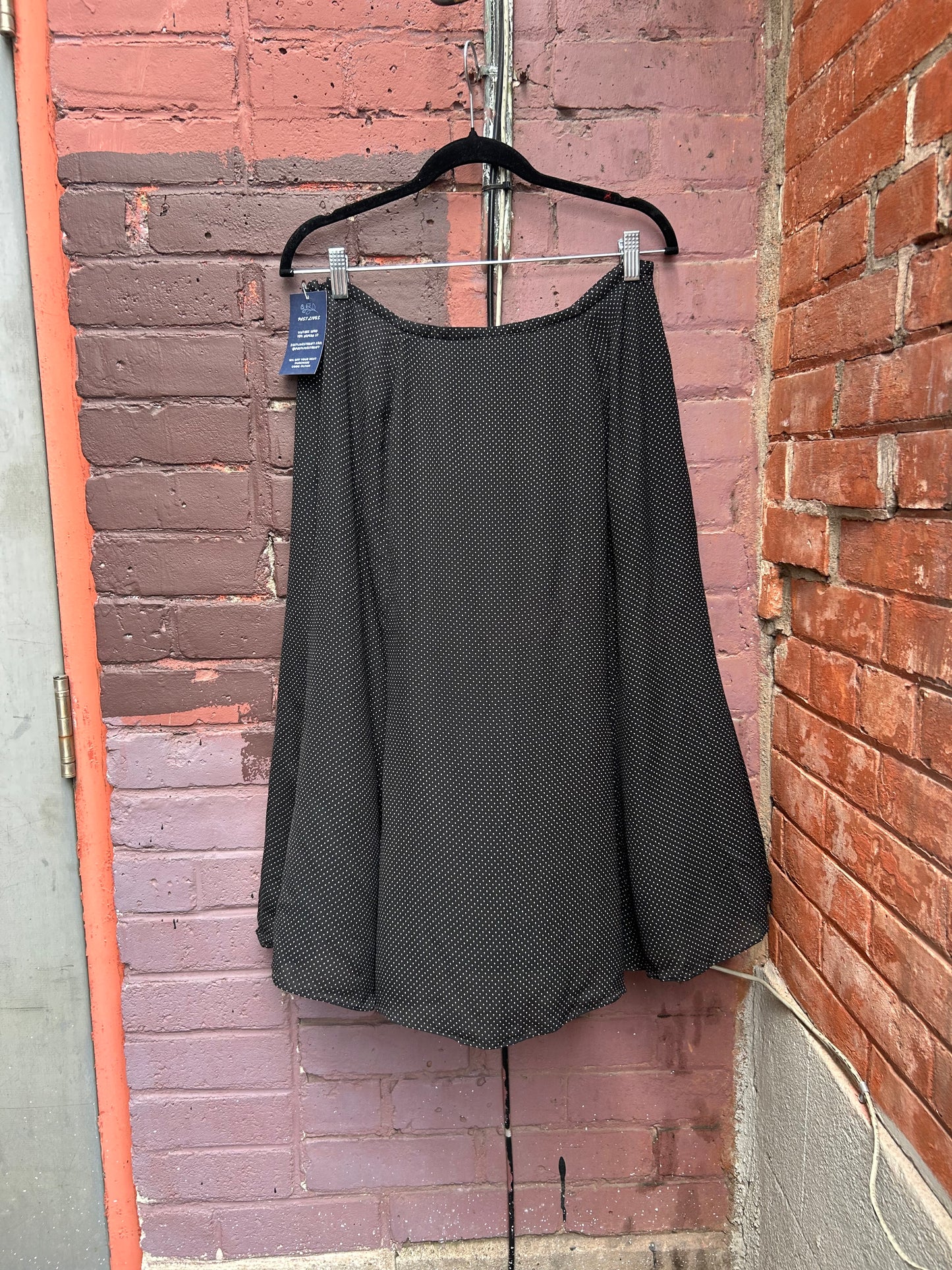Y2K Vintage Silk Polka Dot Midi Skirt / 32 Waist