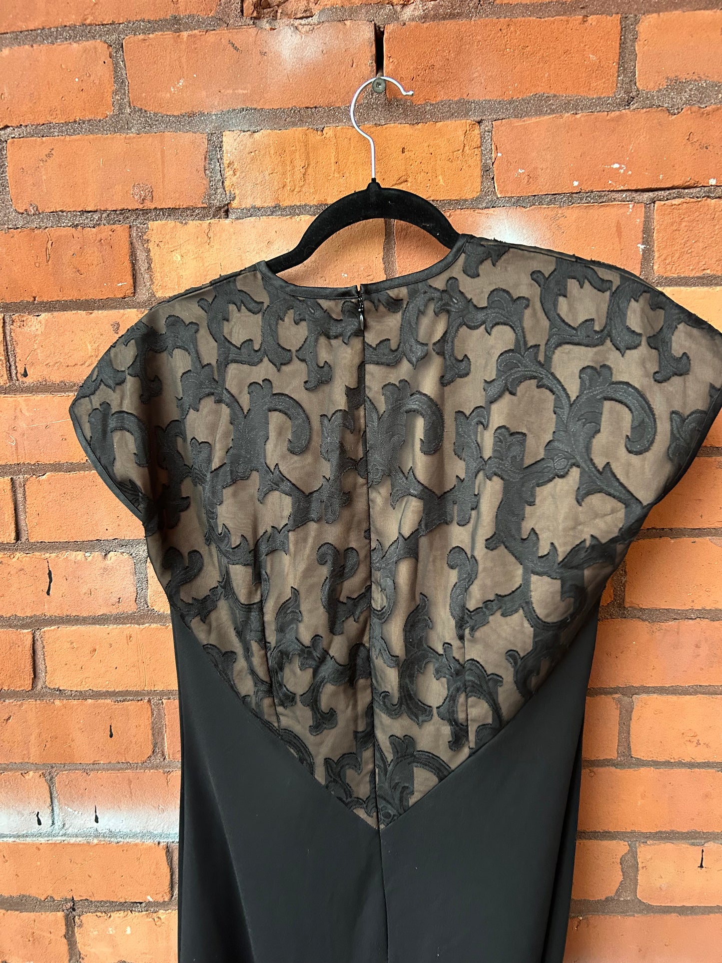 90’s Vintage Vampy Jacquard Maxi Dress / Size 6