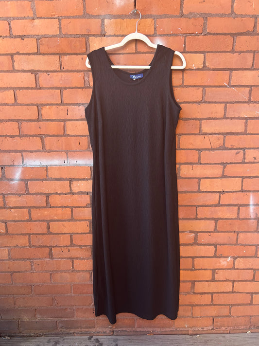 90’s Vintage Black Textured Sheath Dress / Size 16