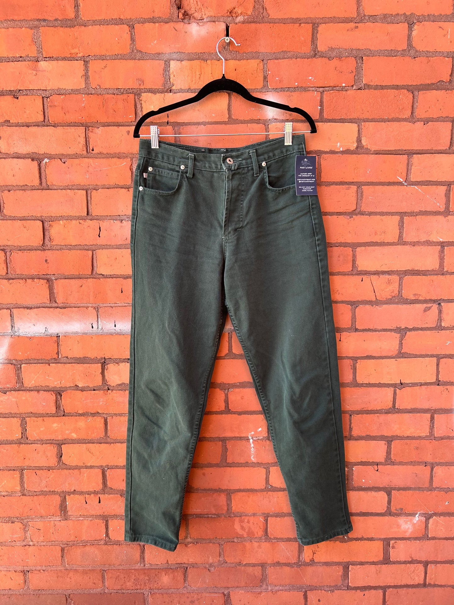 90’s Vintage Forest Green Tapered Jeans / 30 Waist